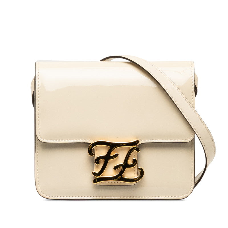 Fendi Calligraphy Shoulder Bag Leather Patent