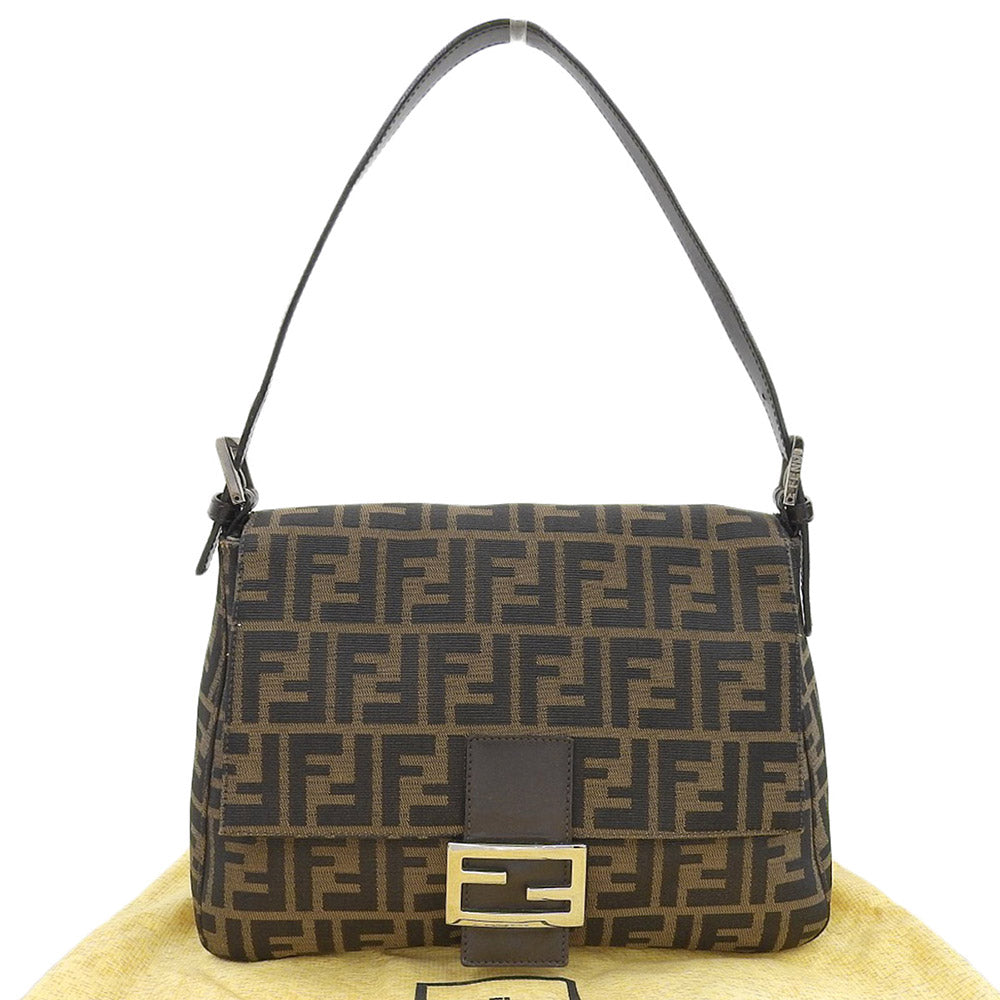 Fendi Mamma Baguette Shoulder Bag Leather Canvas