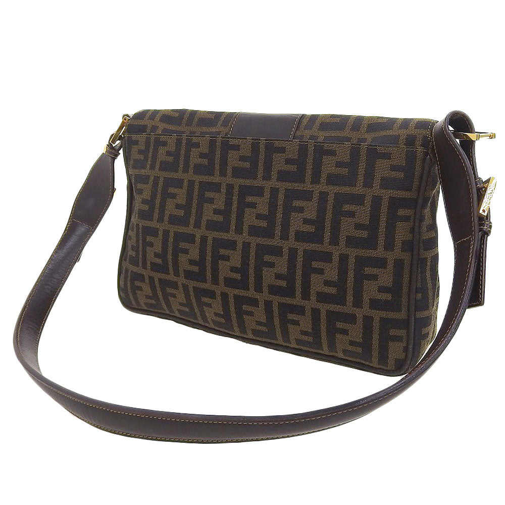 Fendi Shoulder Bag Leather Canvas