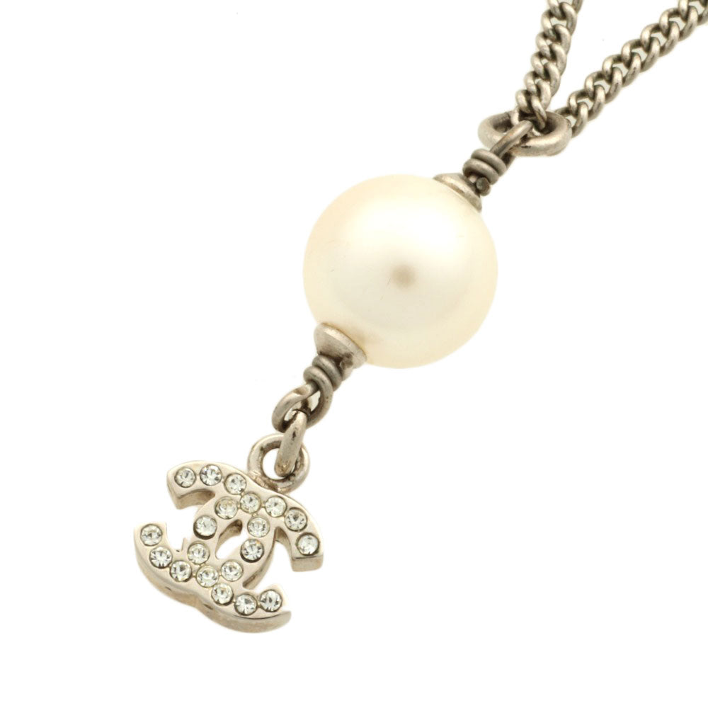 Coco Mark Pearl Rhinestone Necklace With Fake