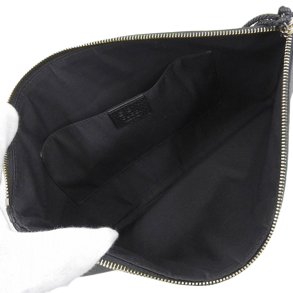 Gucci Bamboo Clutch Bag Leather Black