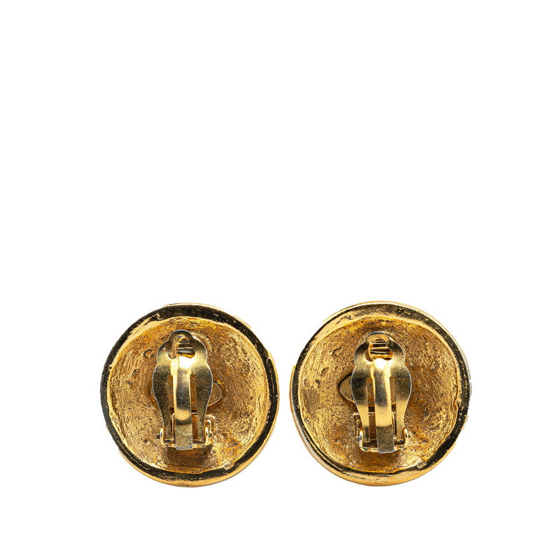 Chanel Gold Plated Coco Mark Rhinestone Earrings 23 Jewelry