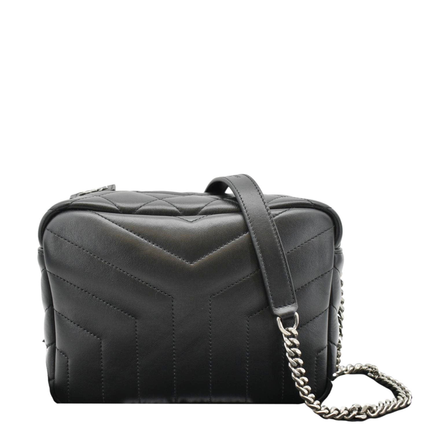 YSL Saint Laurent Yves Loulou Bowling Crossbody Bag Monogram Quilted Black
