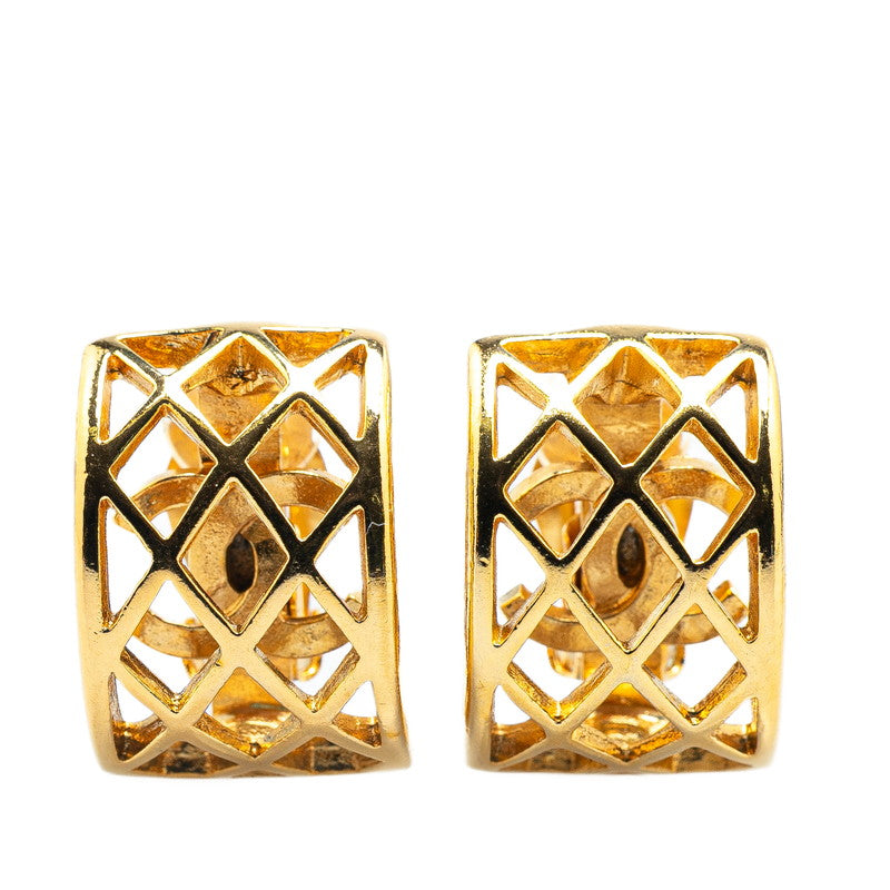 Gold Plated Coco Mark Earrings Jewelry Key Detail