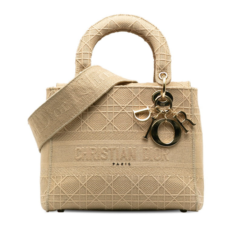 Dior Lady Lite Cannage 2Way Bag Canvas Travel Bag