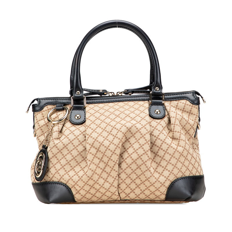 Gucci Sukey Diamante Handbag Leather Canvas Travel Bag