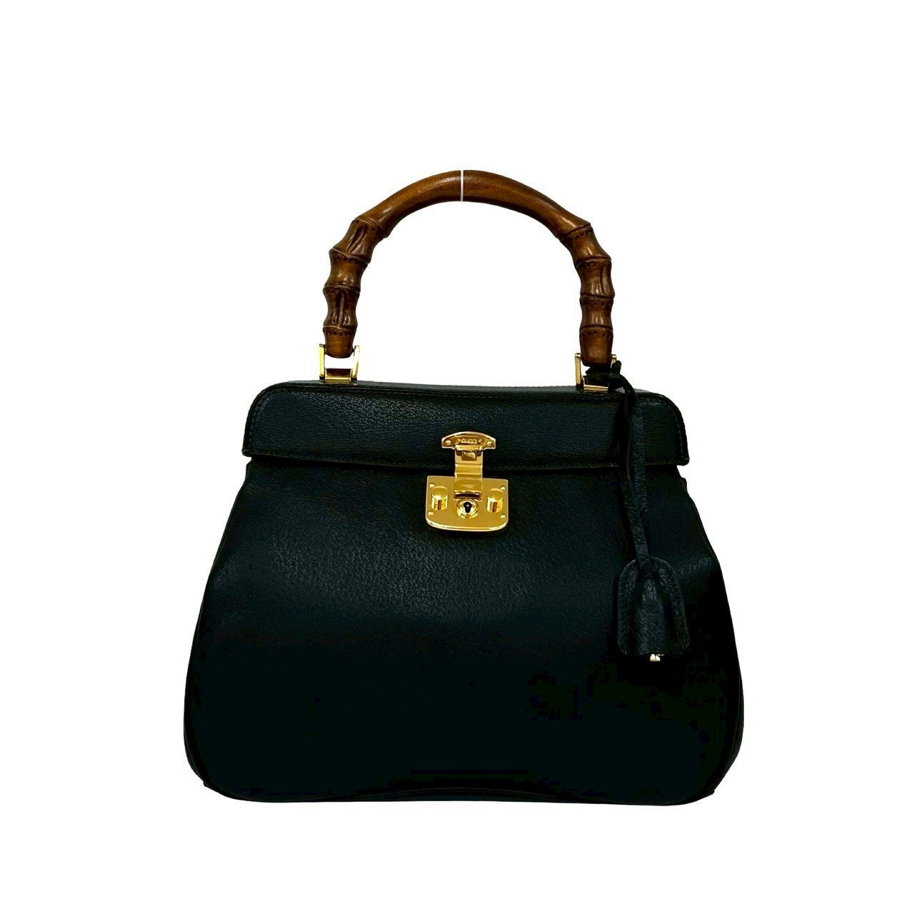 Gucci Bamboo Lady Lock Handbag Leather Travel Bag