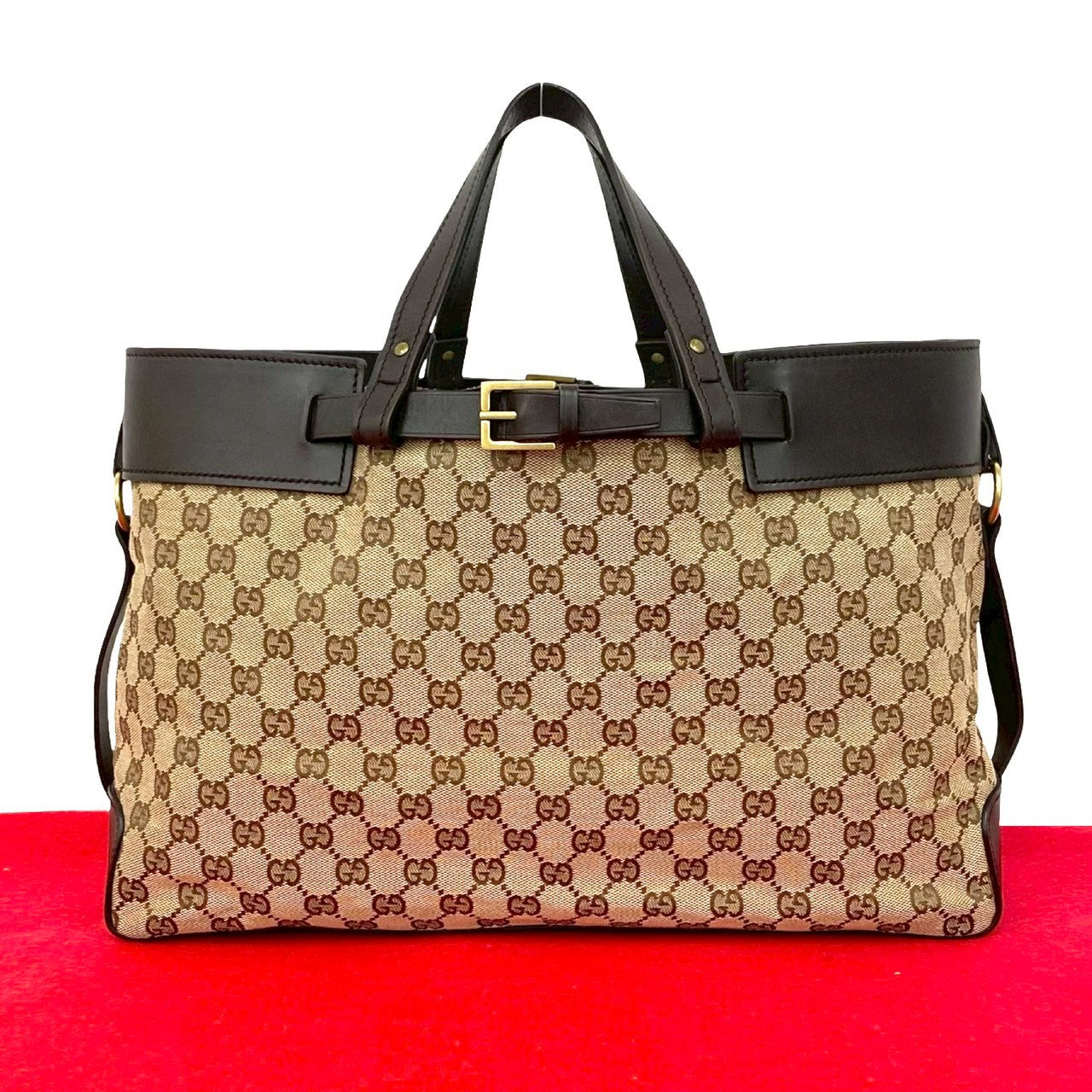 Gucci Tote Bag Leather Canvas Bag 10