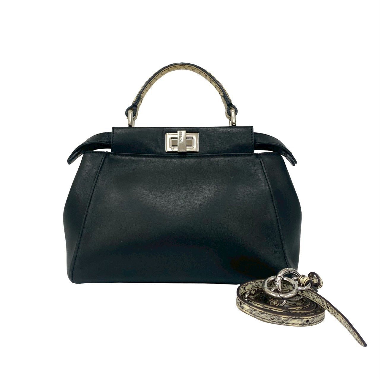 Fendi Peekaboo 2Way Bag Leather Python Travel Bag