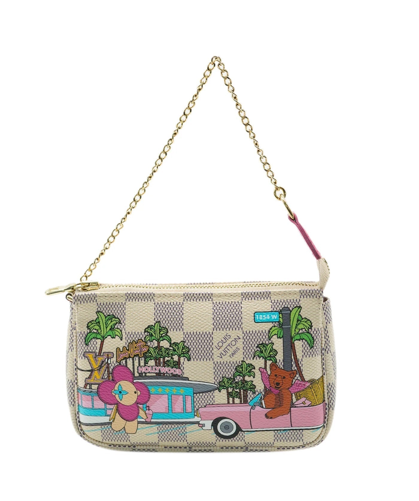 Louis Vuitton Damier Azur Christmas Animation Pochette Canvas Mini Clutch Bag