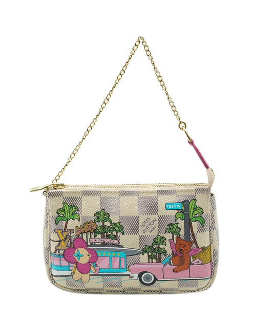 Louis Vuitton Damier Azur Christmas Animation Pochette Canvas Mini Clutch Bag