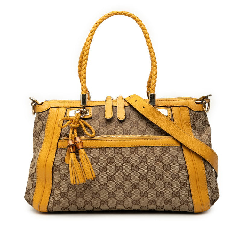 Gucci Bamboo 2Way Bag Canvas Travel Bag Bag 8