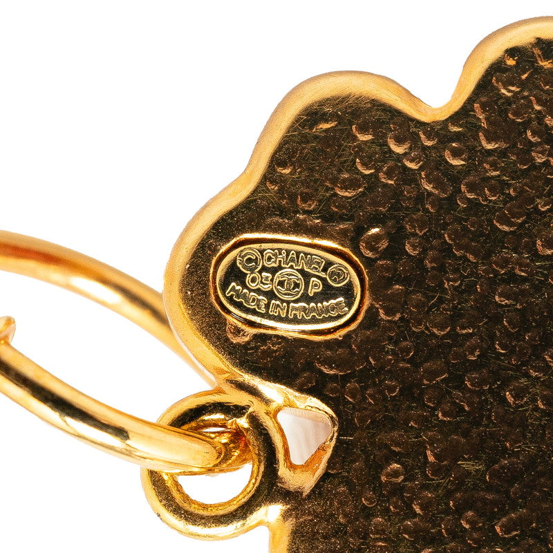 Chanel Gold-Plated Plastic Coco Mark Clover Motif Swing Earrings Jewelry