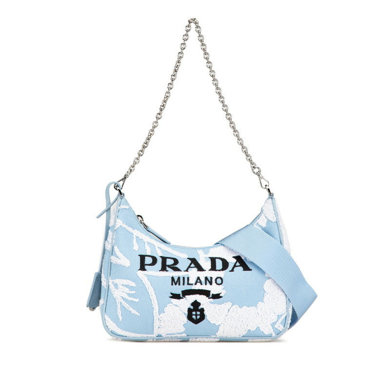 Prada Re Edition Embroidery 2Way Bag Canvas Travel Bag