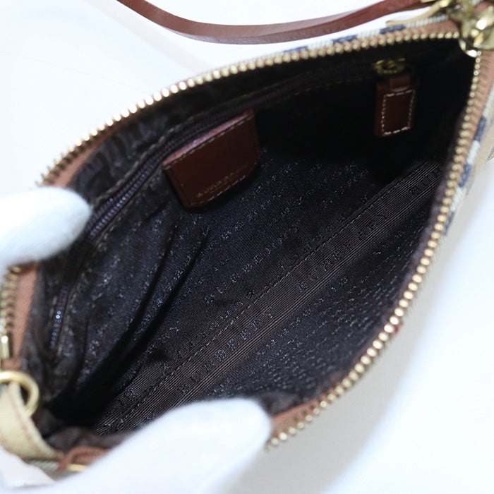 Burberry Clutch Bag Shadow Horse Nova Check Pvc Coated Canvas Beige
