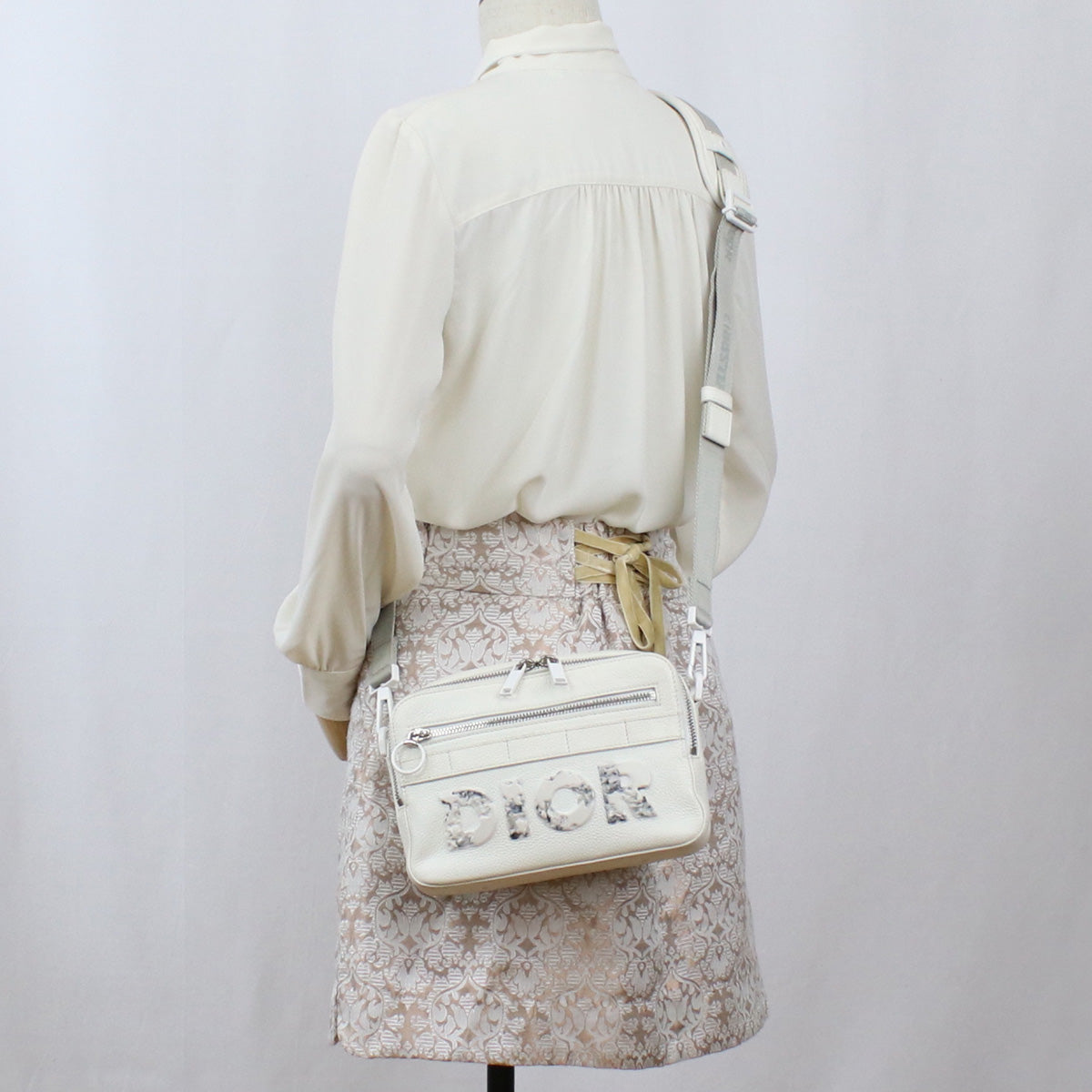 Dior Christian Sfpo Ywm H E Shoulder Bag Leather White