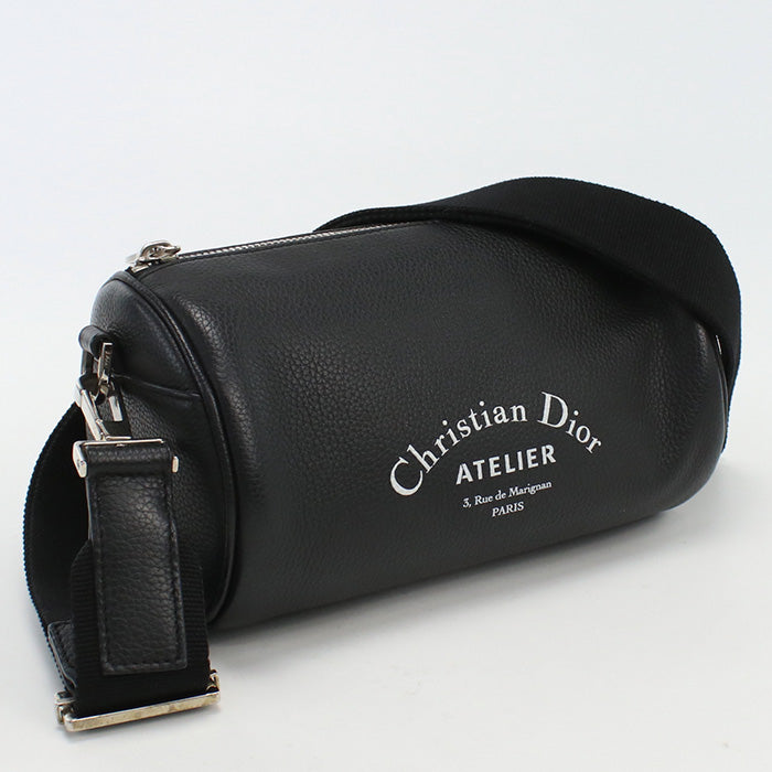 Dior Christian Roller Atelier Diagonal Shoulder Bag Unisex Leather Black