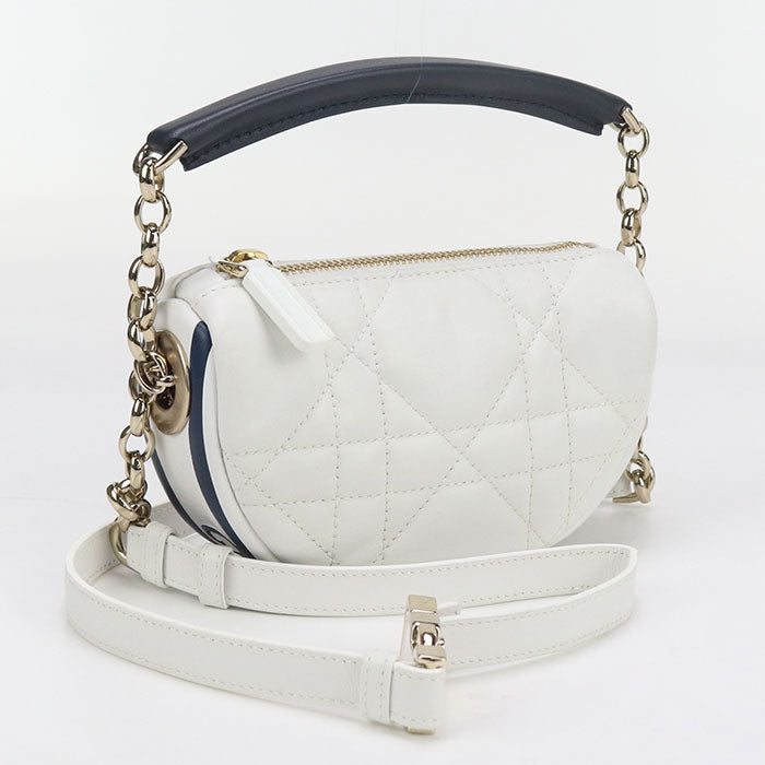 Dior Shoulder Bag Vibe Micro Hobo Way Chain Quilted White