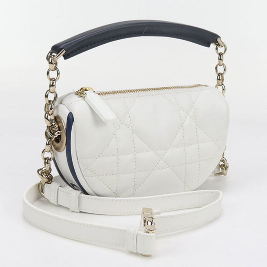 Dior Shoulder Bag Vibe Micro Hobo Way Chain Quilted White