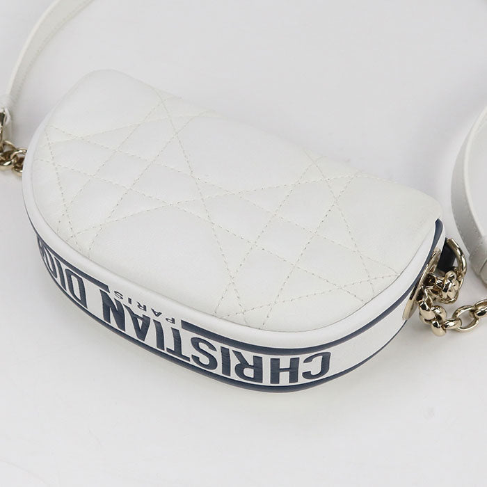 Dior Shoulder Bag Vibe Micro Hobo Way Chain Quilted White