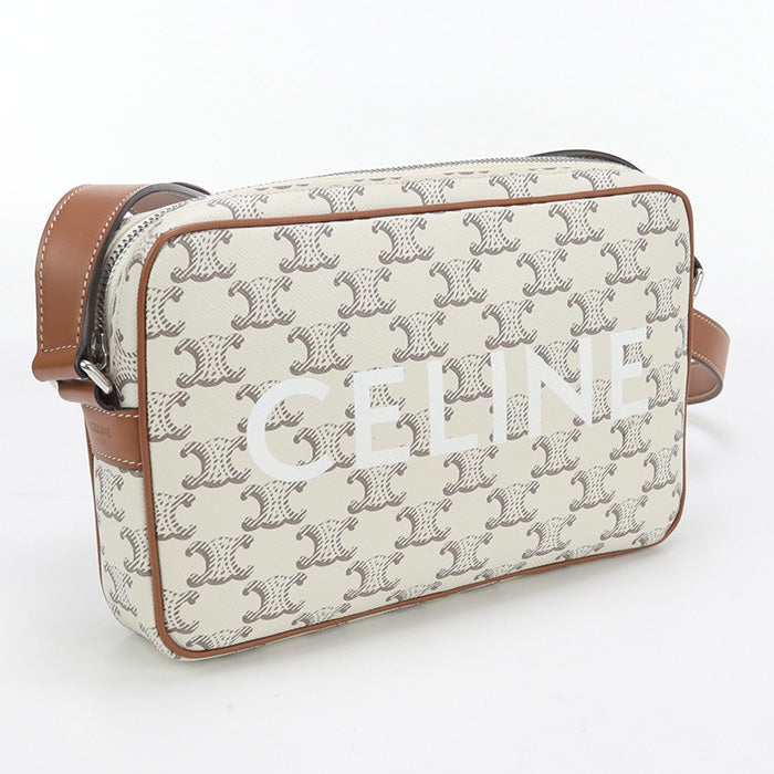 Shoulder Bag Triomphe Horizontal Messenger Pvc Women White