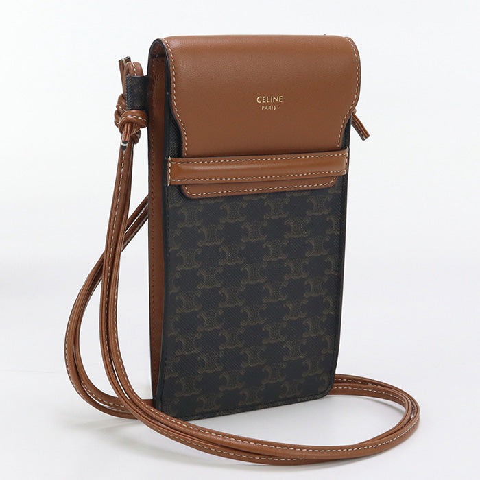 Lu Mobile Pouch Shoulder Bag Triomphe Women Canvas Brown