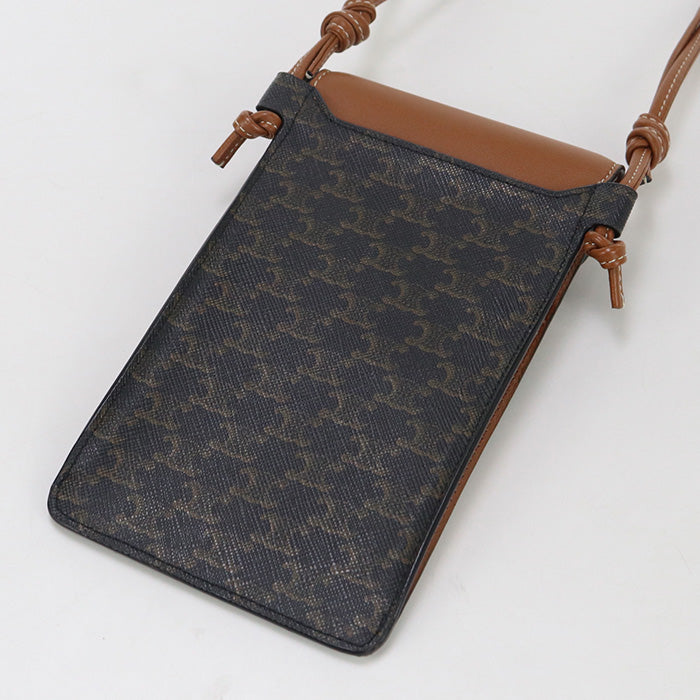 Lu Mobile Pouch Shoulder Bag Triomphe Women Canvas Brown