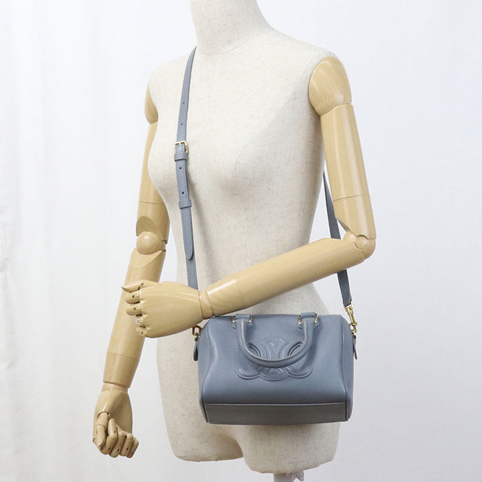 Boston Handbag Calfskin Women Blue Small Travel Bag