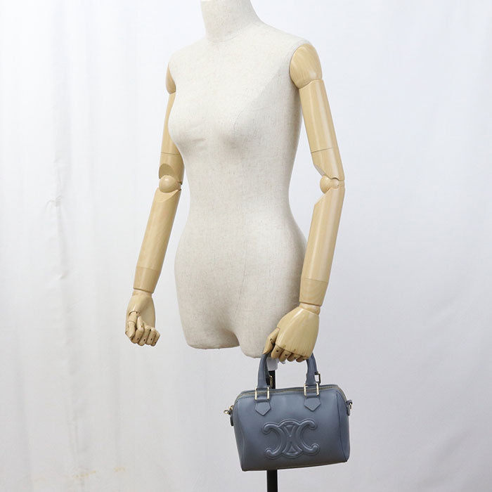 Boston Handbag Calfskin Women Blue Small Travel Bag