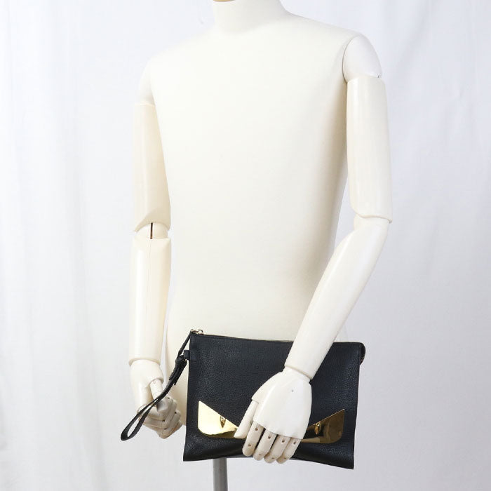 Fendi 7Va491 Bugseye Clutch Bag Women Leather Black