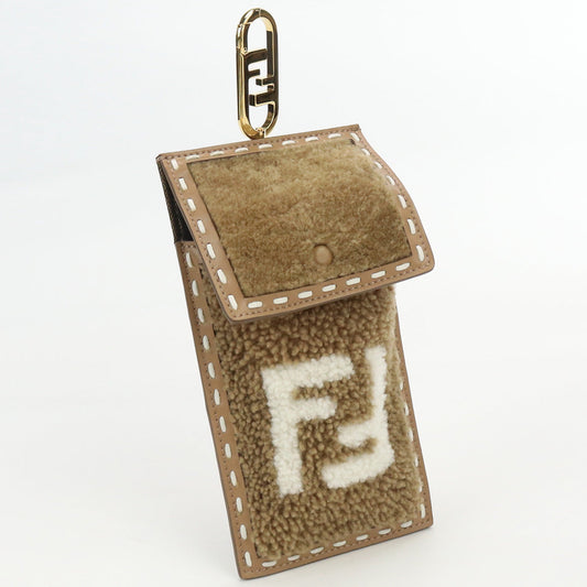Fendi 7As047 Smartphone Pouch Pouch Fur Women Handbag Brown Travel Bag