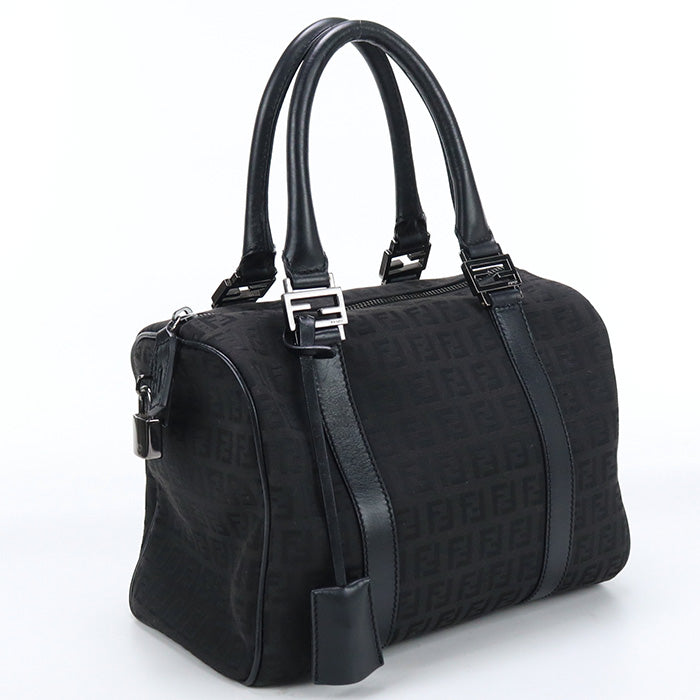 Fendi 8Bl068 Boston Bag Zucchino Travel Bag Jacquard Women Black Mini