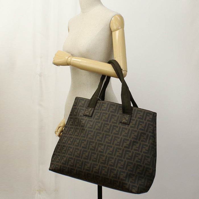 Fendi 7Va271 Uzd Tote Bag Zucca Pattern Handbag Coated Canvas Brown