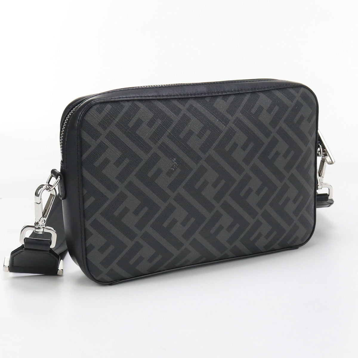 Fendi 7M0286 Camera Case Diagonal Shoulder Pvc Mens Leather Black Shoulder Bag