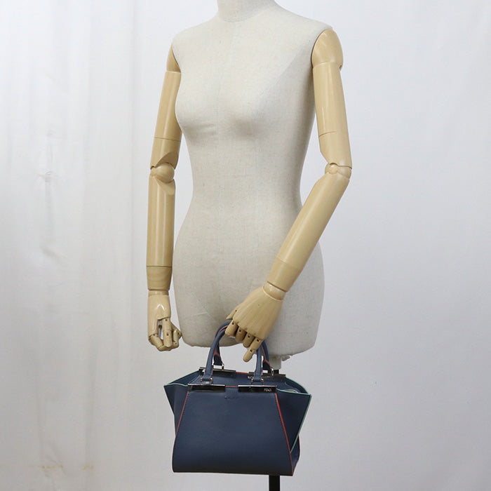 Fendi 8Bh333 5Qt 2Way Tote Bag Shoulder Bag Trois Leather Blue