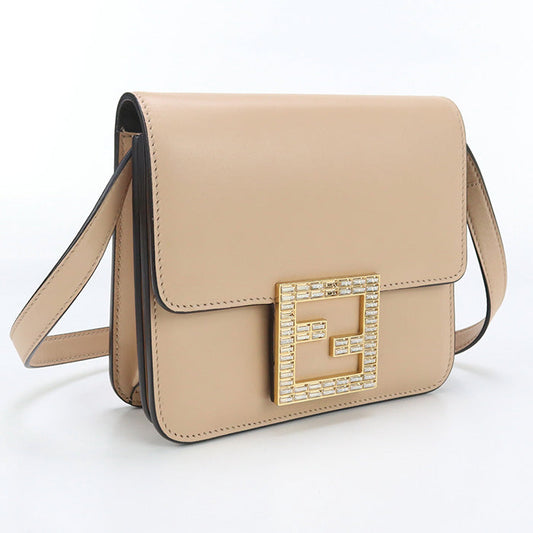 Fendi 8Bt325 1W Shoulder Bag Fwith Crossbody Bag Calfskin Beige Logo