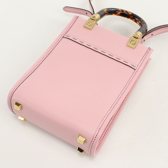 Fendi 8Bs051 Tote Bag Sunshine Shopper Bag Shoulder Bag Leather Pink Mini