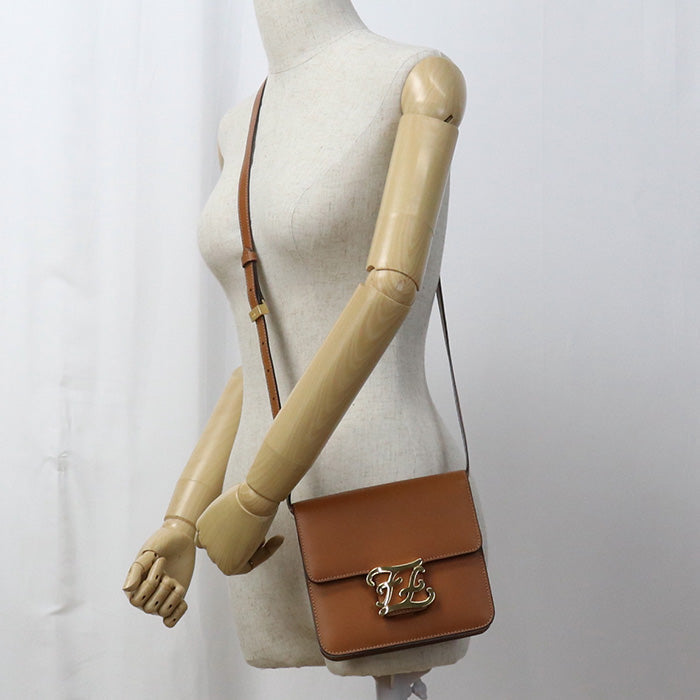 Fendi Shoulder Bag Curligraphy Shoulder Bag Women Leather Brown