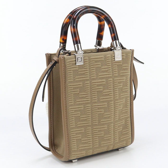Fendi Sunshine Shopper Tote Bag Cotton Women Beige Mini