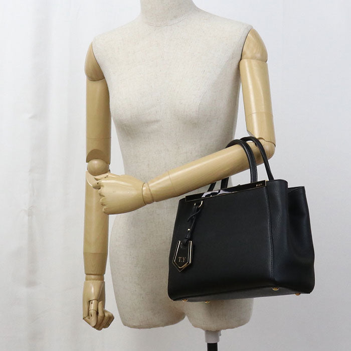 Fendi 8Bh253 Tote Bag Petit Two Jour 2Way Handbag Leather Black