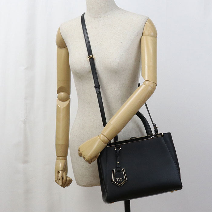 Fendi 8Bh253 Tote Bag Petit Two Jour 2Way Handbag Leather Black