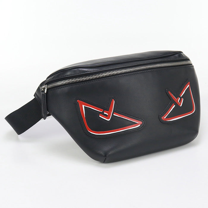 Fendi 7Va434 Belt Bug Monster Bugs Eye Body Bag Leather Black