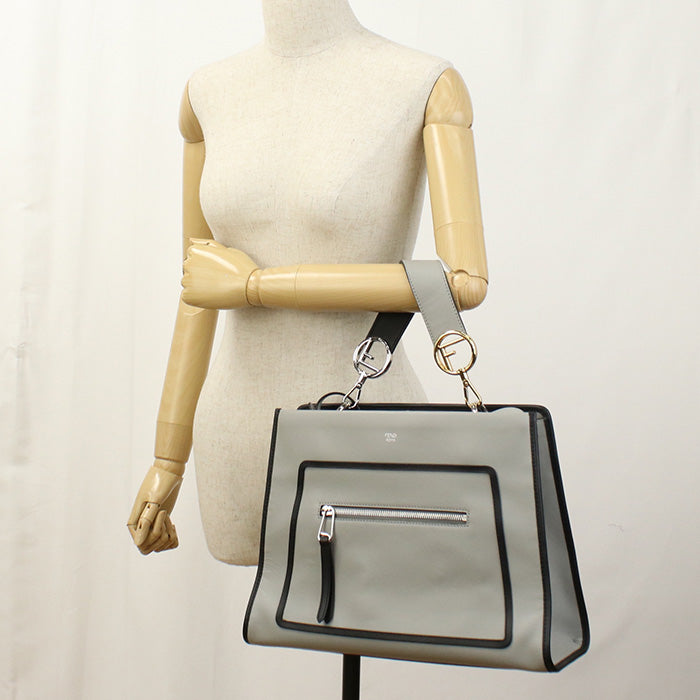 Fendi 8Bh343 Siz Tote Bag Runaway 2Waytote Bag Women Leather Gray