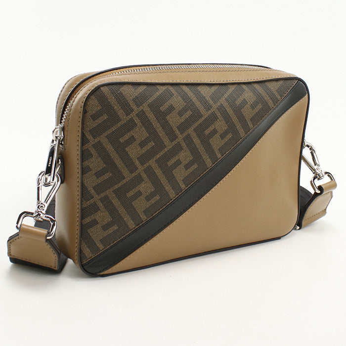 Fendi 7M0286 Camera Case Diagonal Shoulder Bag Pvc Mens Leather Brown