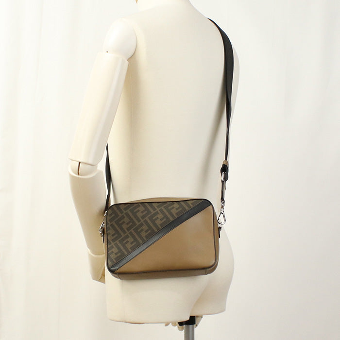 Fendi 7M0286 Camera Case Diagonal Shoulder Bag Pvc Mens Leather Brown