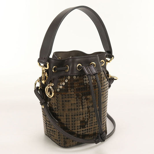 Fendi 8Bs010 Handbag Montresor Bag Calfskin Women Brown Mini Bucket Bucket Bag