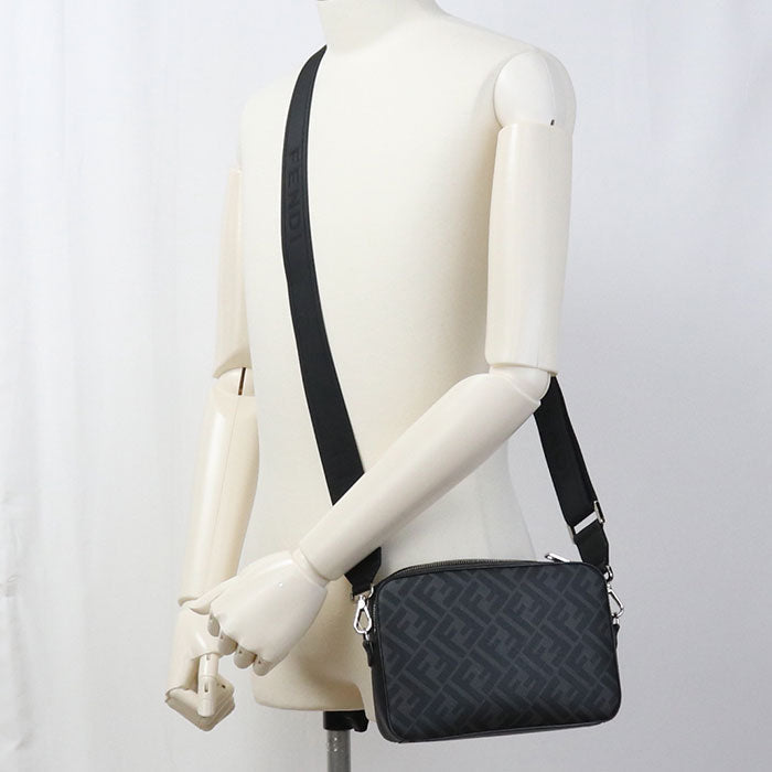 Fendi 7M0286 Alka Camera Case Diagonal Shoulder Bag Pvc Leather Black