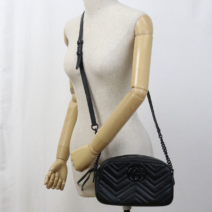 Gucci GG Marmont camera Leather Black Small Crossbody Bag