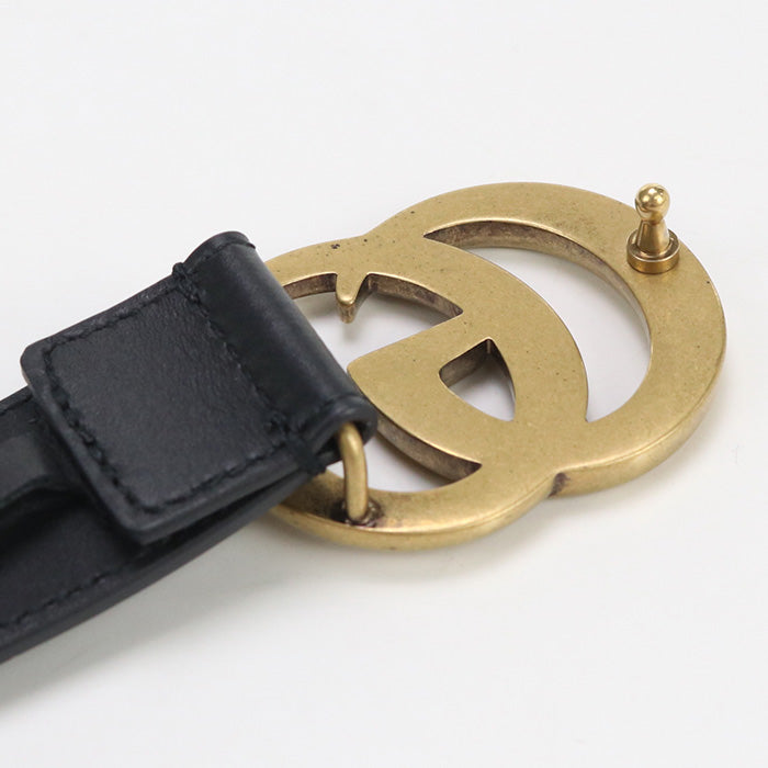 Gucci Reversible Slim Double G Leather Black Belt