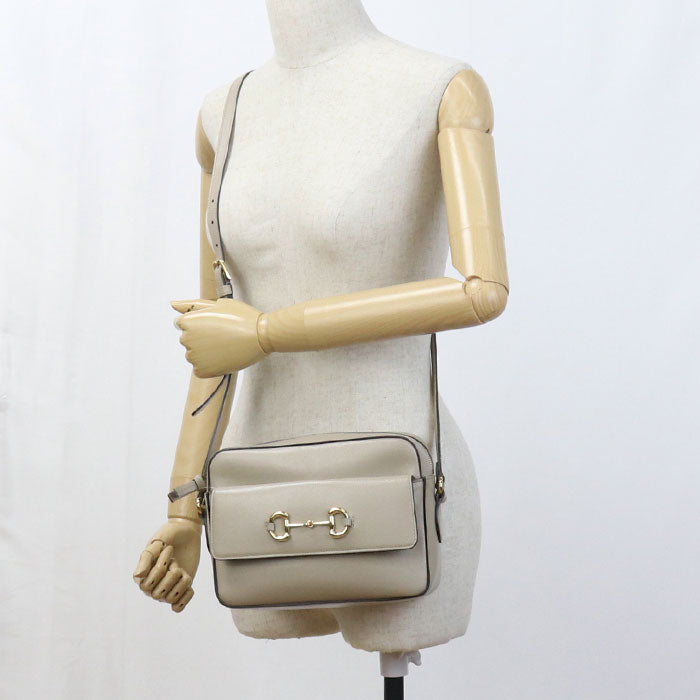 Gucci Horsebit Leather Beige Shoulder Bag